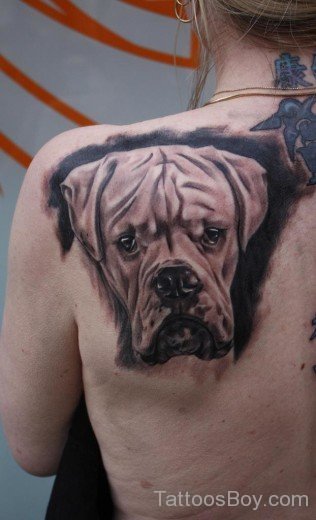 Dog Face Tattoo On Back-TB1047