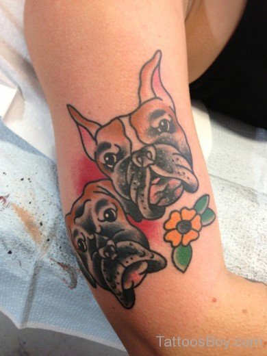 Dog Face Tattoo On Bicep-TB1048