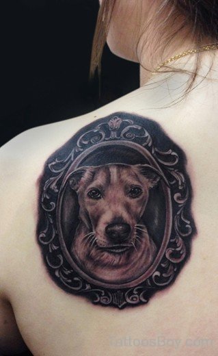 Dog Portrait Tattoo On Back-TB1056