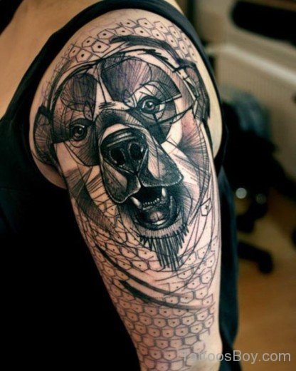 Dog Tattoo Design On Half Sleeve-TB1065