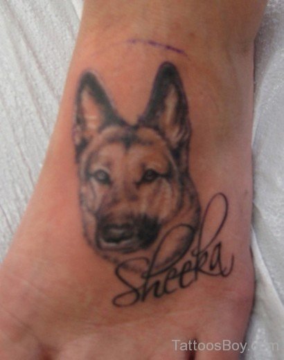 Dog Tattoo On Foot-TB1073