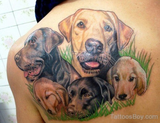 Dogs Tattoo On Back-TB1082