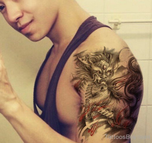 Dragon Tattoo On Shoulder-TB1036