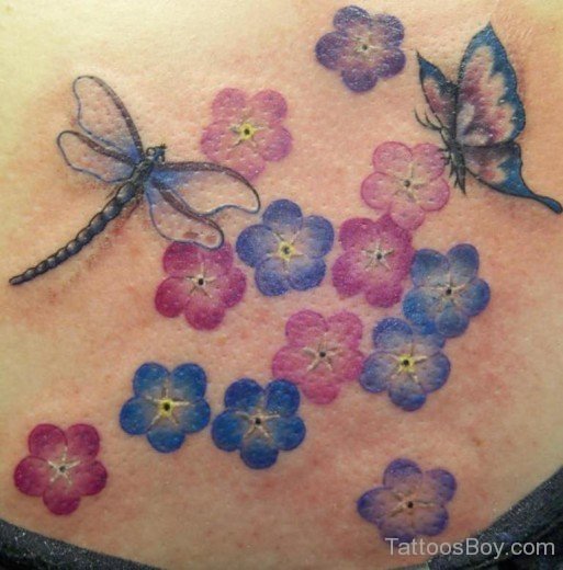 Dragonfly And Flower Tattoo-Tb1240