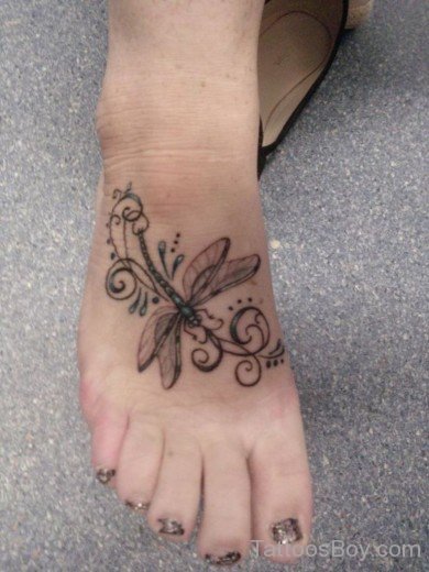 Dragonfly Tattoo Design On Foot-Tb1250