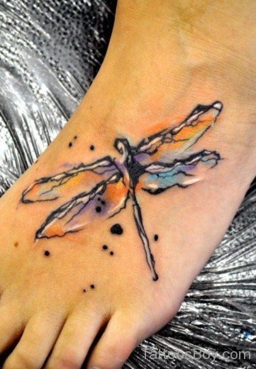 Dragonfly Tattoo On Foot-Tb1259