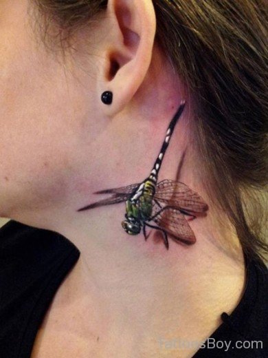 Dragonfly Tattoo On Neck-Tb1262