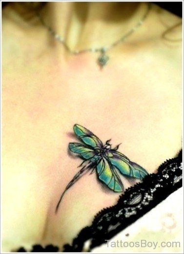 Dragonfly Tattoo On chest-Tb1257