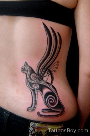 Egyptian Cat Tattoo On Rib-TB128