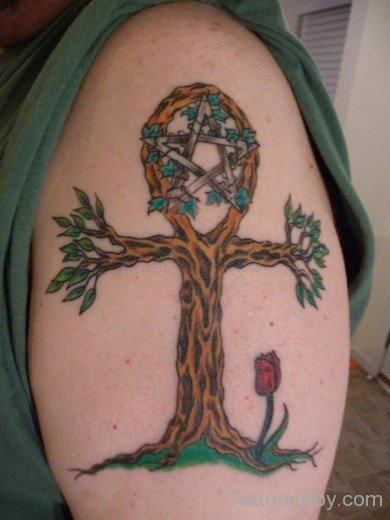 Egyptian Tree Tattoo On Shoulder-TB129