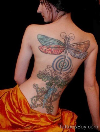 Elegant Dragonfly Tattoo On Back-TB136
