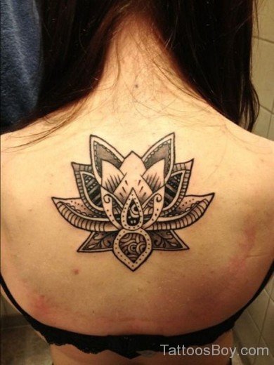 Elegant Lotus Tattoo On Back-TB1034