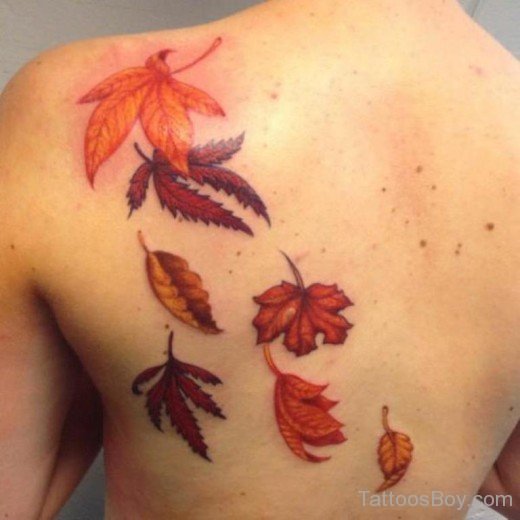 Fall Leaf Tattoo On Back-Tb123
