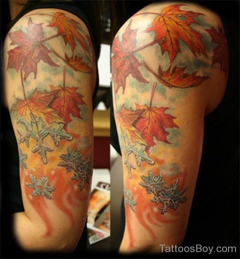 Fall Leaf Tattoo On Half Sleeve-Tb124