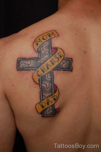 Fantastic Cross Tattoo On Back-TB1067