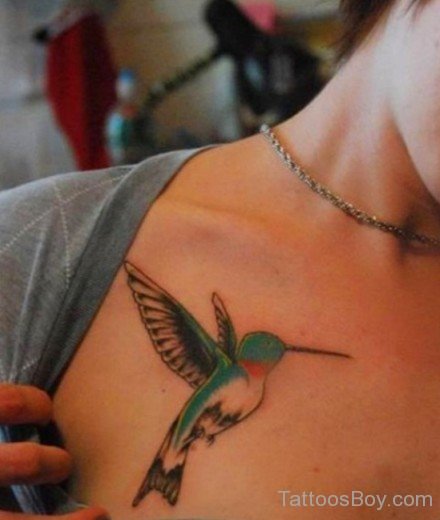 Fantastic Hummingbird Tattoo on Chest-TB1046