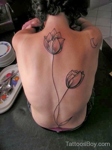 Fantastic Lotus Tattoo On Back-TB1036