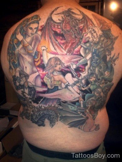 Fantasy Tattoo On Back-TB109