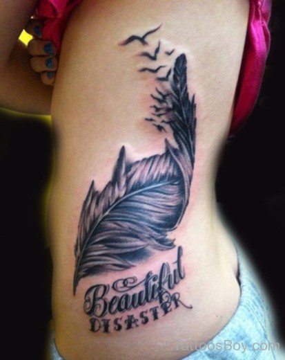 Feaher Tattoo Design On Rib-AWl1040