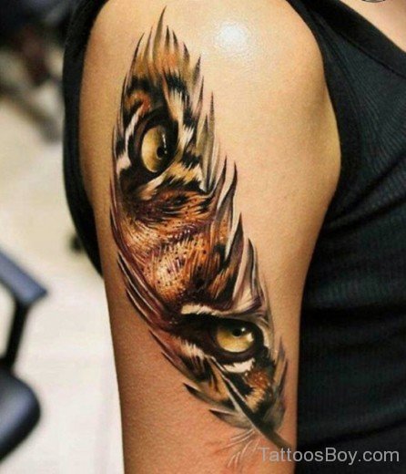 Feather And Tiger Eye Tattoo-TB1039