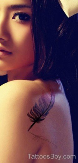 Feather Tattoo Design On Back-TB1050