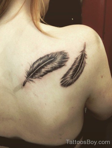 Feather Tattoo On Back-AWl1047