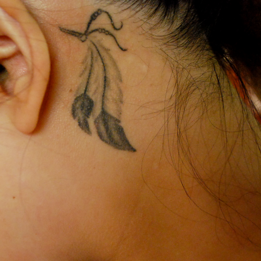 Feather Tattoo On Behind Ear-AWl1048
