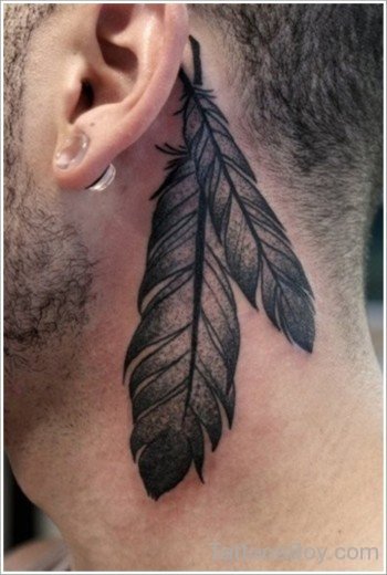 Feather Tattoo On Behind Ear-TB1061
