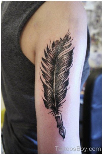 Feather Tattoo On Bicep-TB1063