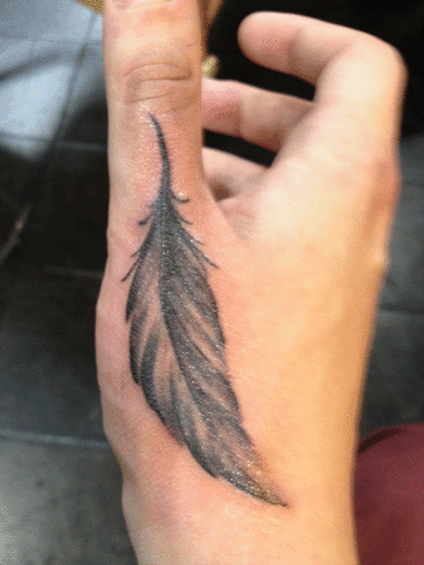 Feather Tattoo On Finger-TB1064