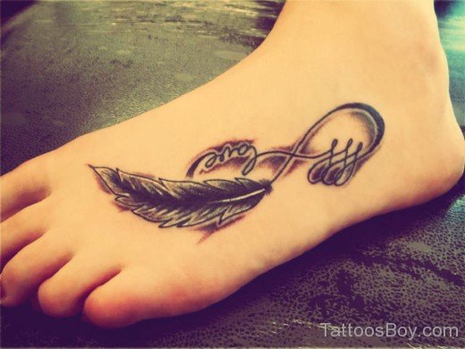 Feather Tattoo On Foot-AWl1049