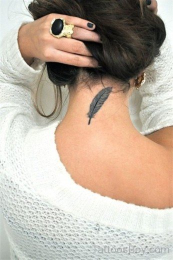 Feather Tattoo On Nape-AWl1050
