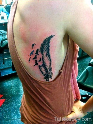 Feather Tattoo On Rib-TB140