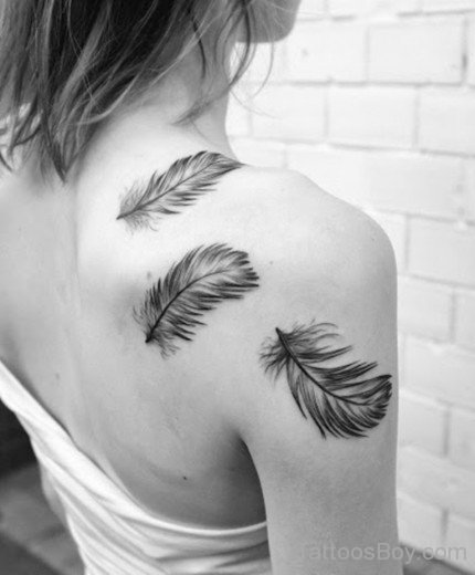 Feather Tattoo On Shoulder-TB1069