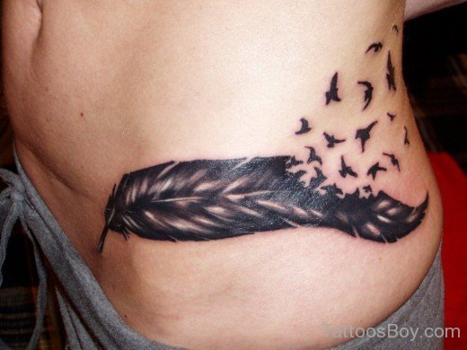 Feather Tattoo On Waist-TB141