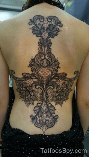 Feminine Lace Tattoo Design On Back-TB1042