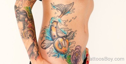 Fish Tattoo On Stomach-TB1060