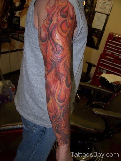 Flame Tattoo On Full Sleeve-TB1065