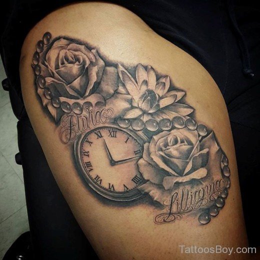 Flower And Clock Tattoo-TB1020