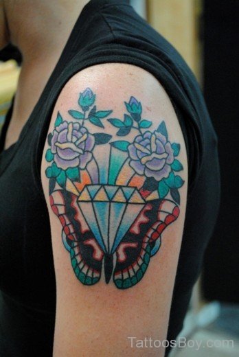 Flower And Diamond Tattoo Design-TB1100