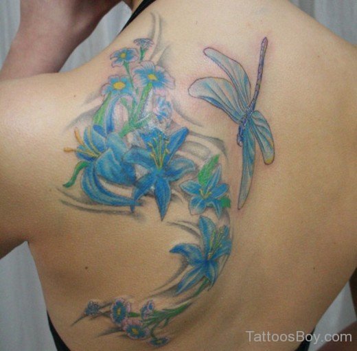 Flower And Dragon Tattoo On Back-Tb1272