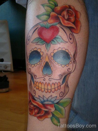 Flower And  Skull Tattoo Design-TB1211