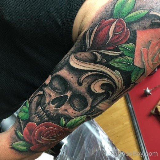 Flower And Skull Tattoo-TB159
