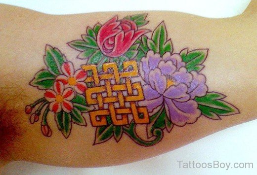 colorful Flower And knot Tattoo Design-TB1049