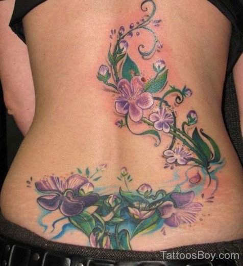 Flower Tattoo Design On Lower Back-TB144