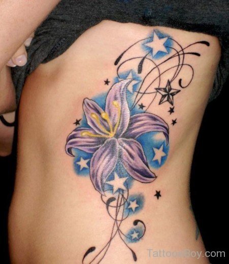 Flower Tattoo Design On Rib-TB1063