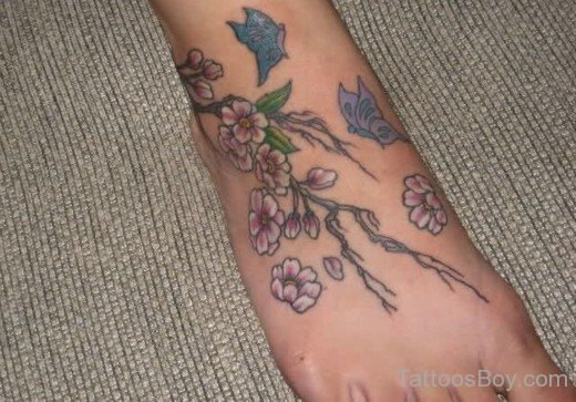 Flower Tattoo On Foot-TB1051