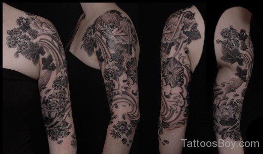 Flower Tattoo On Half Sleeve-TB12029