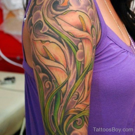 Flower Tattoo On Half Sleeve-TB12045