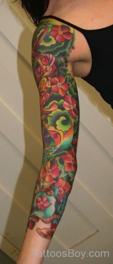 Flower Tattoo On Half Sleeve-TB140